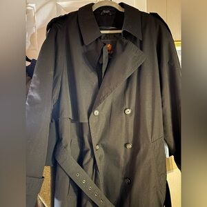 Adolfo Sz 42L Black Men’s Long Trench Coat
